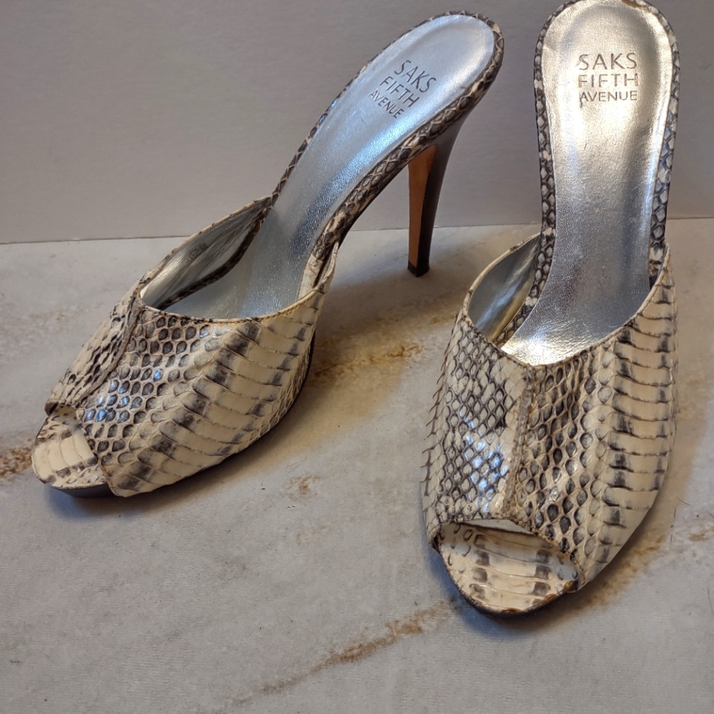 Saks Fifth Avenue Snakeskin Stiletto Pumps, 9 1/2